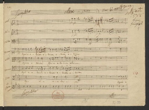 Kyrie; Coro, strings, bc; F-Dur; KV 33