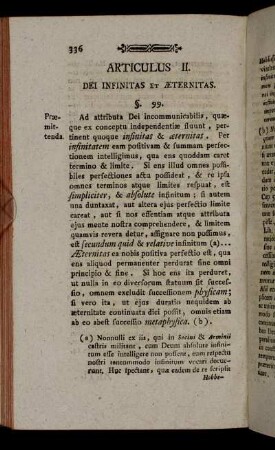Articulus II. Dei Infinitas et Æternitas.