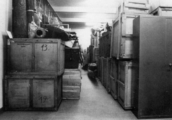 Crate storage in the special exhibition room of the Museum of Ethnology Leipzig