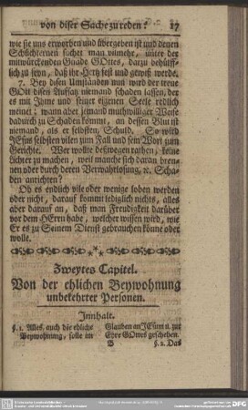 Zweytes Capitel. Von der ehelichen Beywohnung unbekehrter Personen