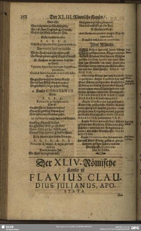 Der XLIV. Römische Keyser ist Flavius Claudius Julianus, Apostata