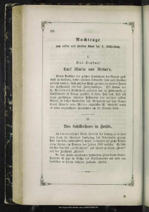 Nachträge zum ersten und zweiten Band der I. Abtheilung