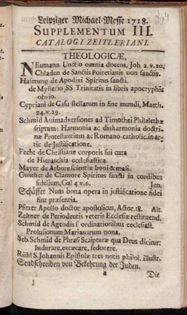 Suppl. 3: Leipziger Michael-Messe 1718