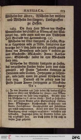 Wilhelm der aeltere, Wilhelm der mitlere und Wilhelm der juengere, Landgraffen zu Hessen
