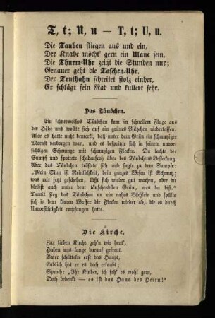 T, t ; U, u [Sprüche, Gedicht und Kurzgeschichte zu den Buchstaben T + U]