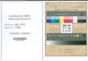 Entnazifizierung Joachim Tombrink , geb. 01.11.1903 (Architekt)