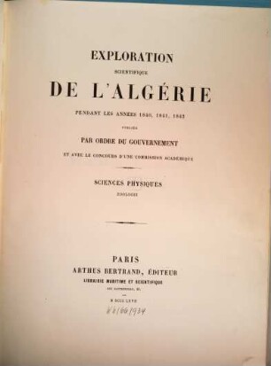 Exploration Scientifique De L'Algérie Pendant Les Années 1840, 1841, 1842. 6