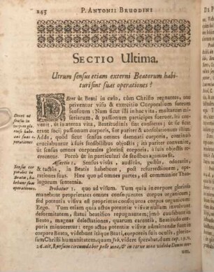 Sectio Ultima. Utrum sensus etiam externi Beatorum habiturisint suas operationes?