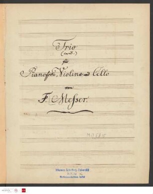 Trio in D : für Pianoforte, Violine und Cello