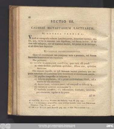 Sectio III. Caussae Metastasium Lactearum.
