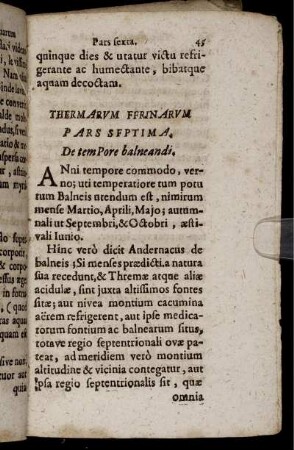 Thermarum Ferinarum Pars Septima