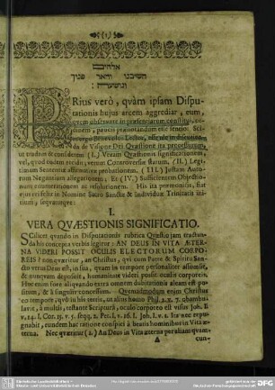 I. Vera Quaestionis Significatio