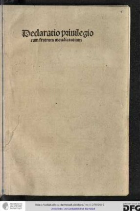 Declaratio privilegiorum fratrum mendicantium.