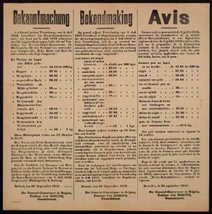 "Bekanntmachung." Festsetzung von Höchstpreisen für Brot und Getreide (Staatsdr Nr. 587, Z.E.K.912)