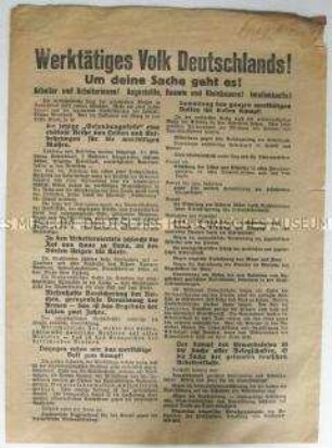 Flugblatt des "Ausschusses für den Kongress der Werktätigen" zur sozialen Situation der Arbeitnehmer