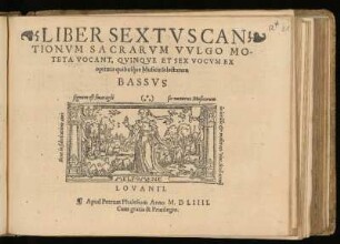 Liber sextus cantionum sacrarum ... quinque et sex vocum. Bassus