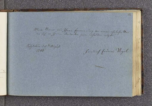 Friedrich Erdmann Vogel. – Salzdahlum bei Braunschweig, 05.08.1786