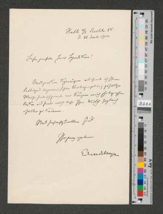 Brief an Werner von Melle