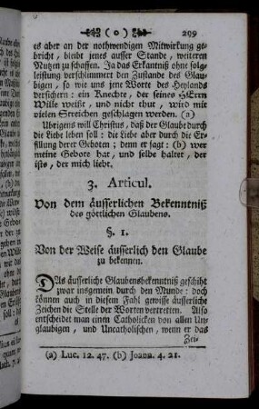 3. Articul. Von dem äusserlichen Bekenntniß des göttlichen Glaubens.