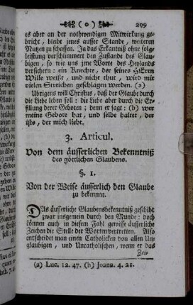 3. Articul. Von dem äusserlichen Bekenntniß des göttlichen Glaubens.