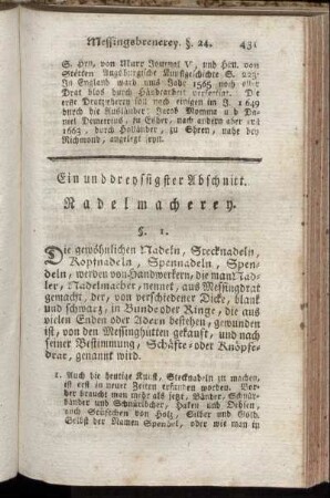 Ein und dreyssigster Abschnitt. Nadelmacherey.