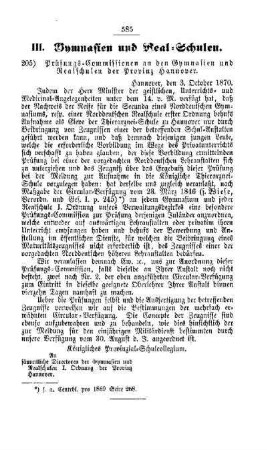Prüfungs-Commissionen an den Gymnasien und Realschulen der Provinz Hannover : [III. Gymnasien und Realschulen]