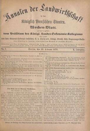 No. 8. Berlin, den 23. Februar 1870. X. Jahrgang.
