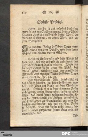 Sechste Predigt.