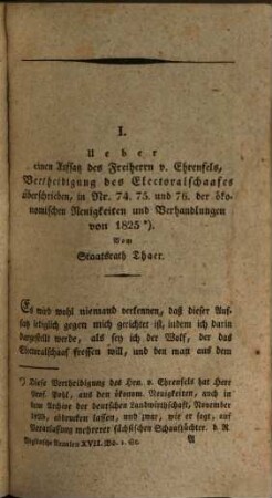 Möglinsche Annalen der Landwirthschaft. 17. 1826