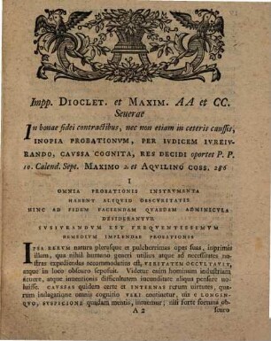 Observationes de iureiurando suppletorio quod sine probatione decernitur : ad L. III C. de rebus creditis et iureiurando
