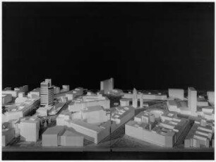 Gutachten Victoria City Areal, 1. Phase (nicht realisiert) – Luftbild Modell. Berlin-Charlottenburg, Kranzler-Eck/Kurfürstendamm/Joachimsthaler Straße/Kantstraße