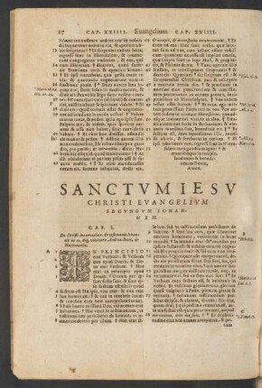 Sanctvm Iesv Christi Evangelivm Secvndvm Iohannem.