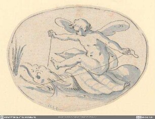 Putto auf einem Fisch