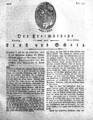 Nro. 31, Donnerstag den 13. Februar 1806