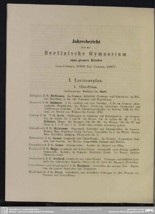 Jahresbericht über das Berlinische Gymnasium zum grauen Kloster von Ostern 1866 bis Ostern 1867