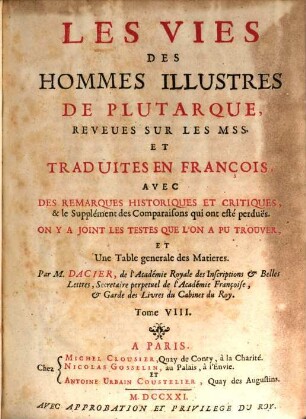 Les Vies Des Hommes Illustres De Plutarque, 8
