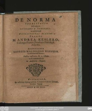 De Norma Exercitatio