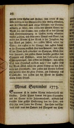 Monat September 1773.