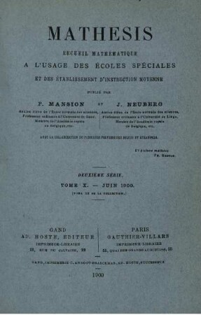 DEUXIÈME SÈRIE. TOME X. - JUIN 1900.