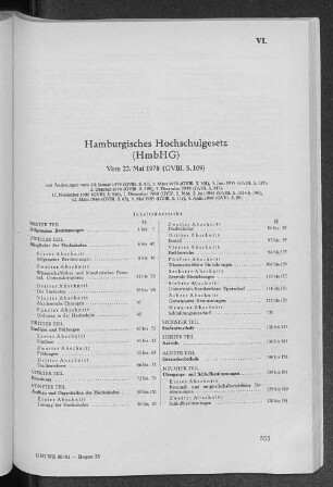 VI. Hamburgisches Hochschulgesetz (HmbHG)