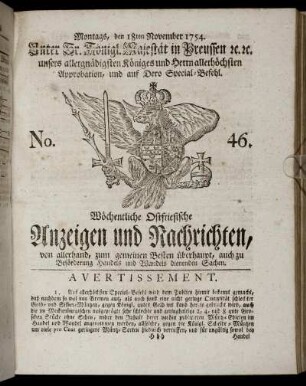 No. 46. Montags, den 18ten November, 1754.