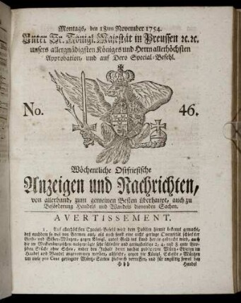 No. 46. Montags, den 18ten November, 1754.