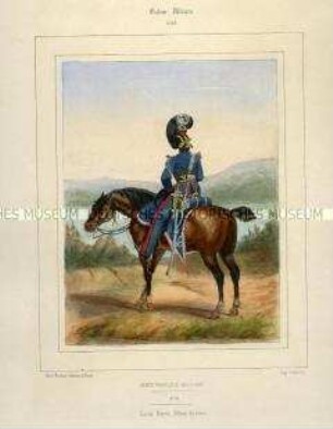 Uniformdarstellung, Offizier des Train der Königlichen Garde, Königreich Frankreich, 1815/1830. Tafel Nr. 283 aus: Galerie Militaire.