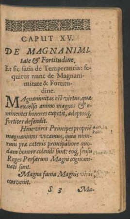 Caput XV. De Magnanimitate & Fortitudine.