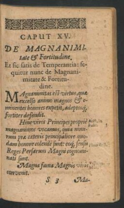 Caput XV. De Magnanimitate & Fortitudine.