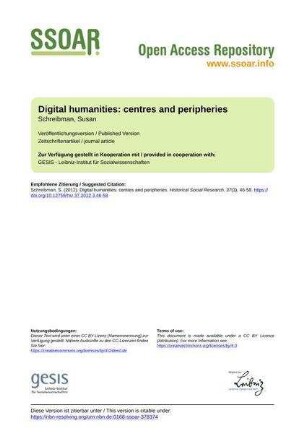 Digital humanities: centres and peripheries
