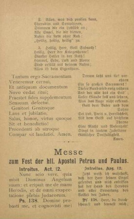 Messe zum Fest des hll. Apostel Petrus und Paulus