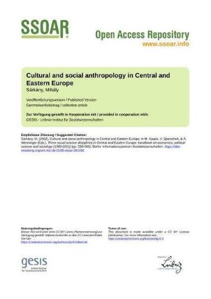 Cultural and social anthropology in Central and Eastern Europe