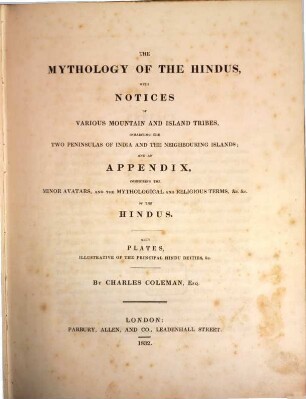 The Mythologie of the Hindus : With Plates
