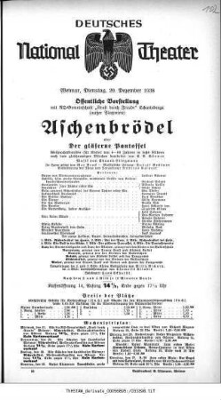 Aschenbrödel oder Der gläserne Pantoffel